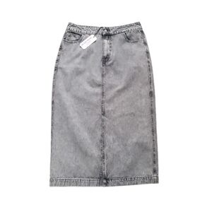 NWT VELVET HEART Paulina Midi Light Gray Denim Skirt - Size L/G